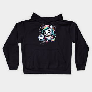 Cute Unicorn Playing Soccer Kids Hoodie